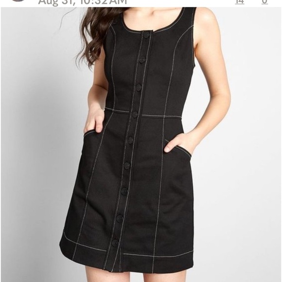 Modcloth Dresses & Skirts - Modcloth Black Button Up Denim Dress • Sz 8 • NWT!